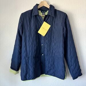 NWT DENIM & CO Quilted Navy Blue Button Jacket Women's Small